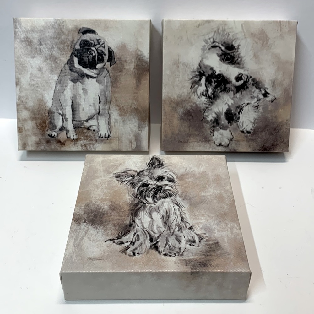 Set of 3 pictures Dog Portraits on Canvas